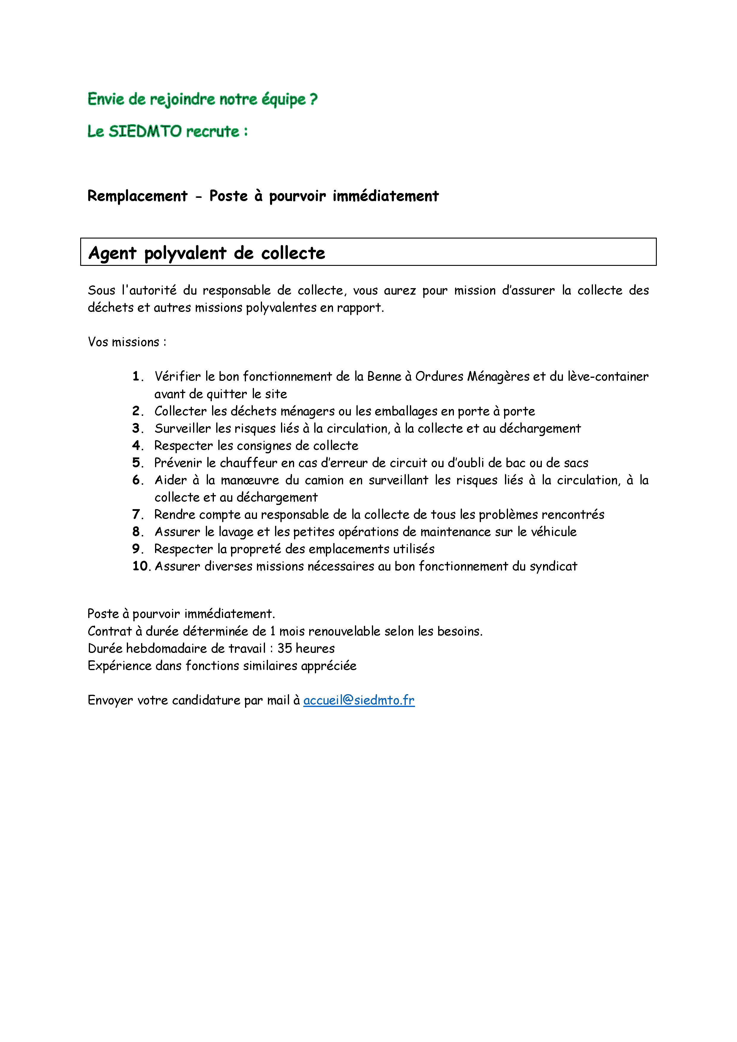 Agent de collecte polyvalent
