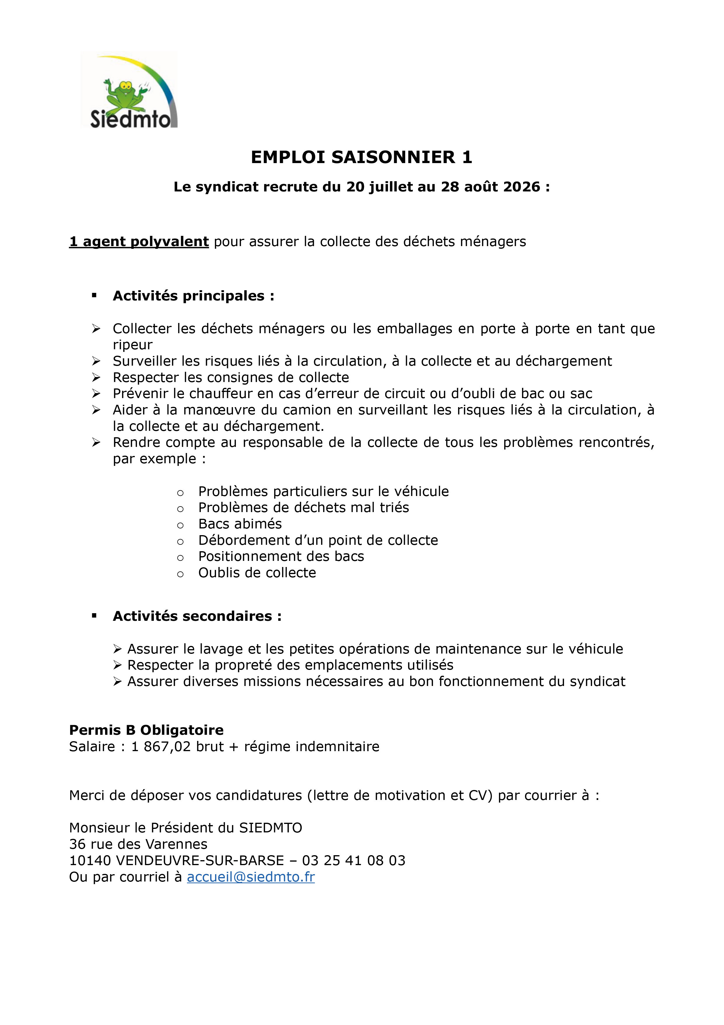 OFFRE D'EMPLOIS SAISONNIERS 2026 06 09-1